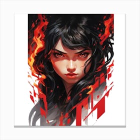 Girl In Flames Canvas Print