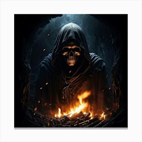 Grim Reapers Skull Plunged Into A Hole Of Bleak Darkness Where Not Even The Dimmest Light Infiltr (4) Canvas Print