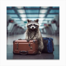 Raccoon With Suitcase Canvas Print