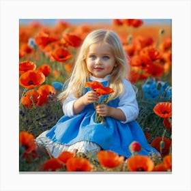 Little Girl In A Field Canvas Print