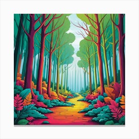 Colorful Forest Path Canvas Print