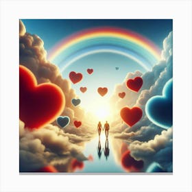 Rainbow And Hearts Canvas Print