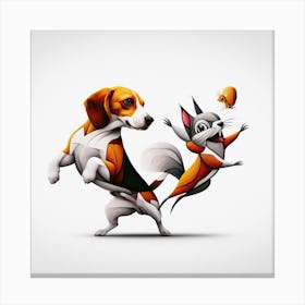 Beagle S Squirrel Dance Off Canvas Print