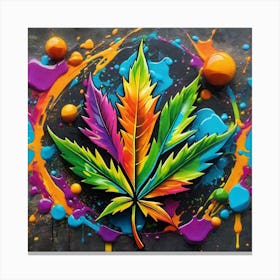 Colorful Marijuana Leaf 2 Canvas Print
