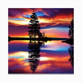 Sunset With Trees Canvas Print