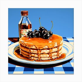 Pancakes Pop Art Blue Checkerboard 1 Canvas Print