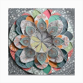 Firefly Beautiful Modern Intricate Floral Yin And Yang Japanese Mosaic Mandala Pattern In Gray, And (4) Canvas Print