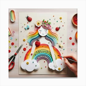 Rainbow Paper Art Canvas Print