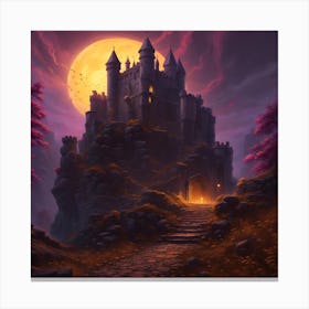 Full Moon Over A Castle Canvas Print