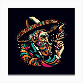 Mexican Man Smoking A Cigar Canvas Print