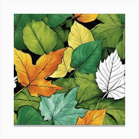 Autumn Leaves Seamless Pattern 7 Canvas Print