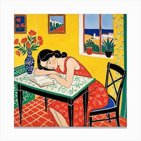 Woman Reading A Book 13 Canvas Print