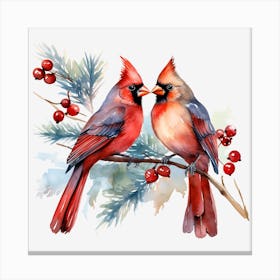 Cardinals On Branch 1 Canvas Print