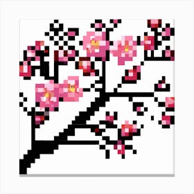 Cherry Blossom Pixel Art Canvas Print