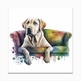Dog Sitting On Couch Canvas Print