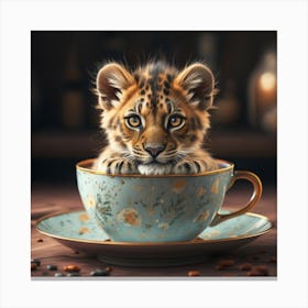 Leopard Cub In A Teacup Canvas Print