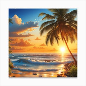 Sunset At The Beach Canvas Print