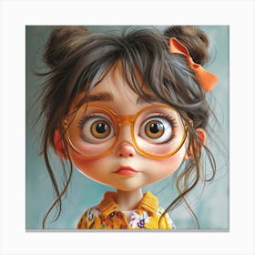 Little Girl With Glasses Canvas Print