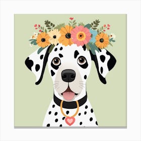 Floral Baby Dalmatian Dog Nursery Illustration (25) Canvas Print