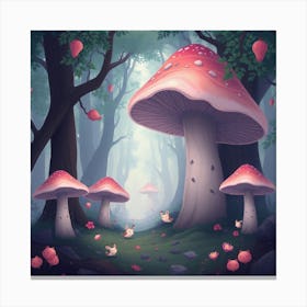 Mushrooms In The Forest 17 Canvas Print