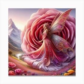 The Fairy Standing By A Juliet Rose Canvas Print