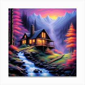 Cabin Neon Canvas Print