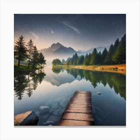 Sunrise At The Lake 2 Canvas Print