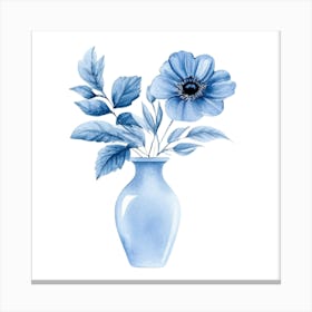 Watercolor Blue Floral 26 Canvas Print