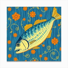 Fish On Blue Background Vector Canvas Print