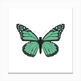 Blue Monarch Butterfly Square Canvas Print