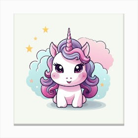 Unicorn With Rainbow Mane 3 Canvas Print