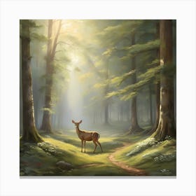 Deer In The Forest Canvas Print