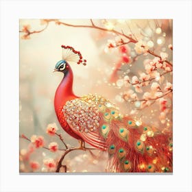 Peacock with Jewels Canvas Print