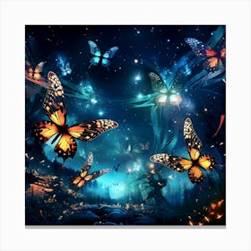 Butterflies In The Night Sky 3 Canvas Print