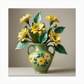 Yellow Flowers In A Vase Canvas Print