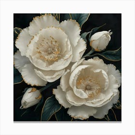 Three White Peonies Canvas Print