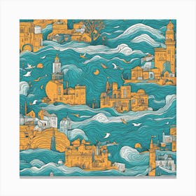 Israeli City In The Sea Canvas Print