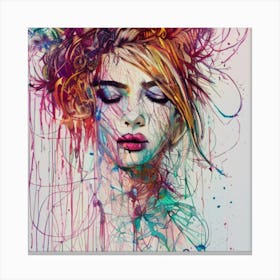 Woman With Colorful Hair Canvas Print