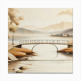 Bridge Over The Loch beige Canvas Print
