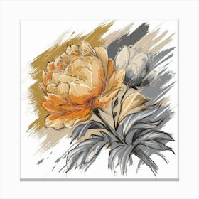 Golden Peony A Dynamic Sketch Of Bloom And Color (4) Canvas Print