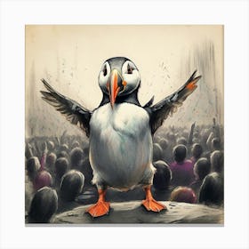 Puffin In The Crowd Canvas Print