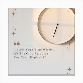 Invest Your Time Wisely It'S The Only Resource You Can'T Replenish 1 Canvas Print