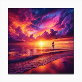 Sailboat At Sunset 1 Canvas Print