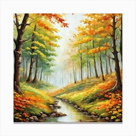 Forest In Autumn In Minimalist Style Square Composition 354 Canvas Print