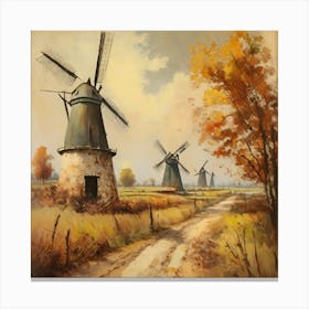 Vintage Oil Painting, Farmhouse Wall Decorations, Vintage Landscape, Printable Wall Art, Vintage Landscape Oil Painting.
.17.Windmills. Canvas Print