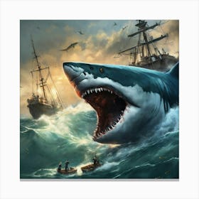 Concept Art Of A Megalodon Full Of Scars (2) Canvas Print