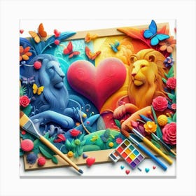 Lions And Butterflies Canvas Print