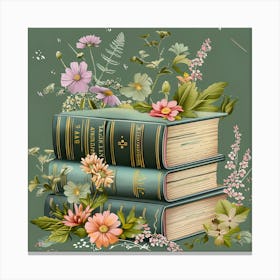 Wildflower Antique Books And Flowers 2 Canvas Print