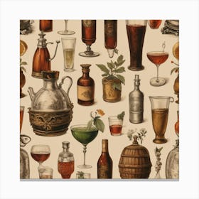 Default Drinks In The Style Of Different Historical Epochs Aes 0 Canvas Print