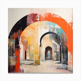 Abstract Contemporary Art Print - Endless Archways Of Red, Orange & Blue   Canvas Print